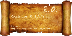 Rozinger Oriána névjegykártya